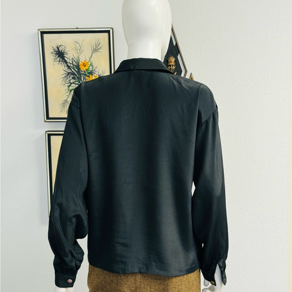 Vintage Black Polyester Button Down - image 3